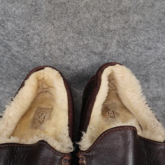 Ugg Shoes Mens 12 Ascot Slippers Loafer Slip On Leather Sheepskin Moccasin Brown main image 4